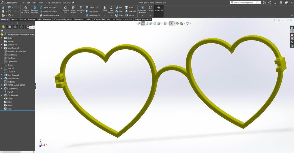 Heart glasses model